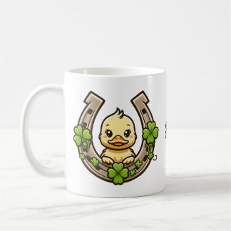 Cartoon Duckling on Celtic Horseshoe Mug