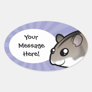 Cartoon Dwarf Hamster Oval Sticker