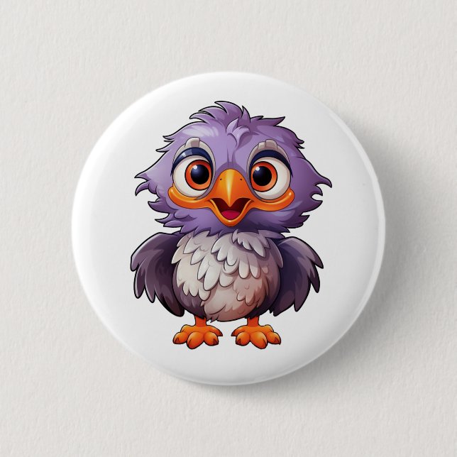 Cartoon eagle illustration 2 inch round button (Front)