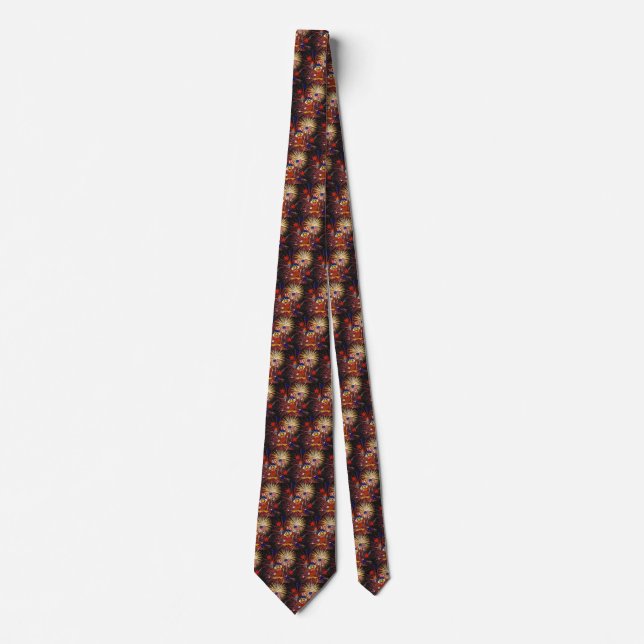 Cartoon Eagle with Flag and Fireworks (Textured) Tie (Front)