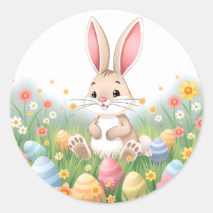 Cartoon Easter Bunny Classic Round Sticker