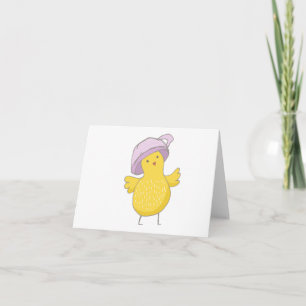 Cartoon Easter Chicken with Cup on Head BLANK Card