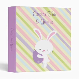 Cartoon Easter Rabbit with Stripes Binder