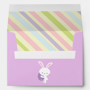 Cartoon Easter Rabbit with Stripes Envelopes