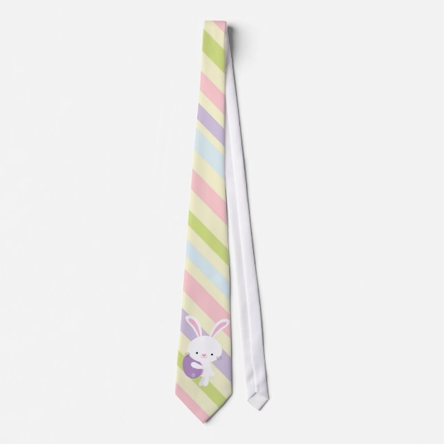 Cartoon Easter Rabbit with Stripes Tie (Front)