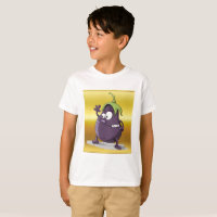 Cartoon eggplant with big eyes green hair 2