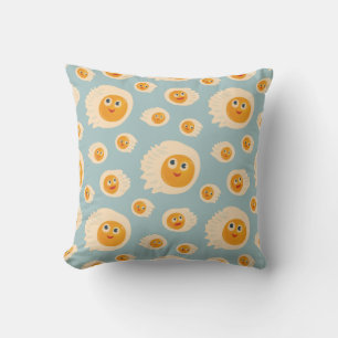 Cartoon Eggs Pattern Cute Food Throw Pillow