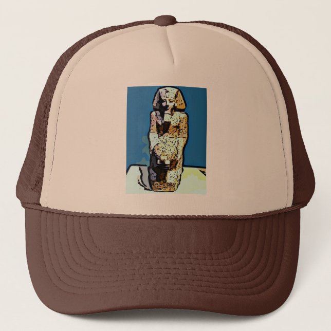Cartoon Egyptian Statue Trucker Hat (Front)