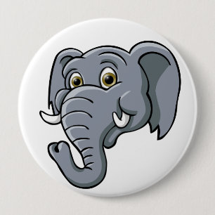 Cartoon Elephant 4 Inch Round Button
