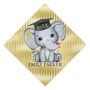 Cartoon Elephant Graduation Cap Topper