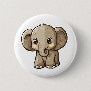 Cartoon elephant illustration 2 inch round button