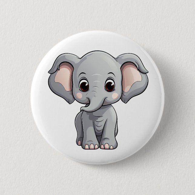 Cartoon elephant illustration 2 inch round button (Front)