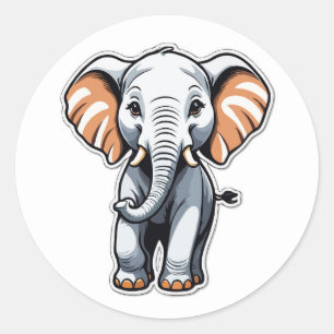 Cartoon Elephant Illustration - Perfect for Kids Classic Round Sticker