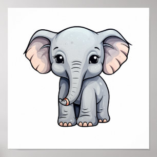 Cartoon elephant illustration poster