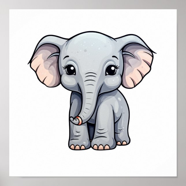 Cartoon elephant illustration poster (Front)