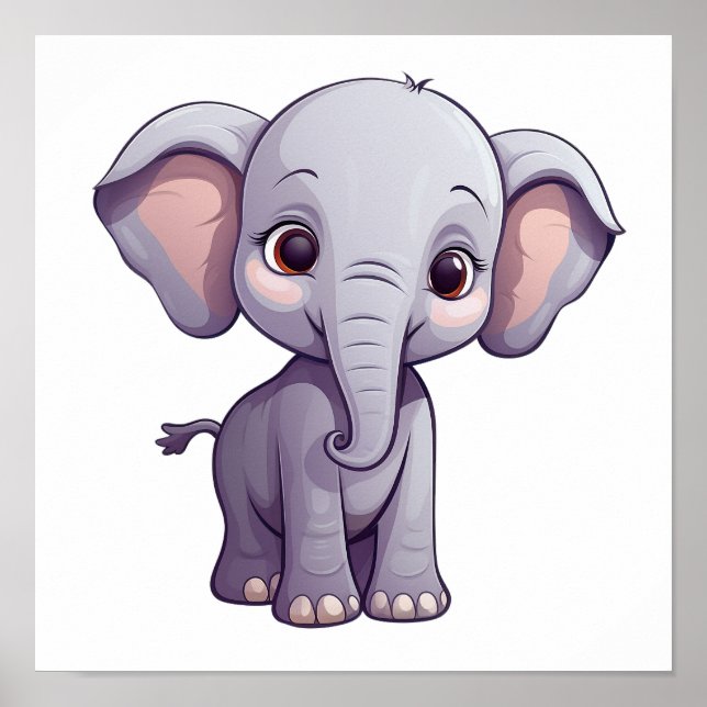 Cartoon elephant illustration poster (Front)