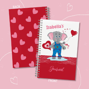 Cartoon Elephant Kid Personalized Spiral Journal