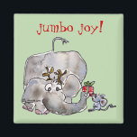 Cartoon Elephant Mouse Magnet<br><div class="desc">Together this cartoon elephant and mouse are having some grand jumbo joy!</div>