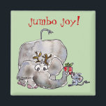 Cartoon Elephant Mouse Magnet<br><div class="desc">Together this cartoon elephant and mouse are having some grand jumbo joy!</div>
