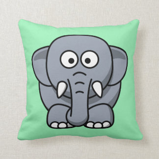 Cartoon Elephant on Mint Throw Pillow