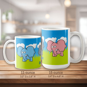 Cartoon Elephants Café Mug