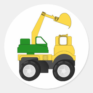 Cartoon Excavator Classic Round Sticker