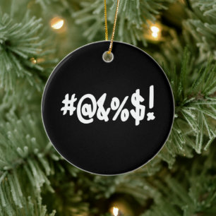 Cartoon Expletive Swearing Curse Funny Symbols Ceramic Ornament