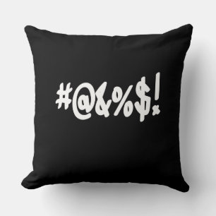 Cartoon Expletive Swearing Curse Funny Symbols Throw Pillow
