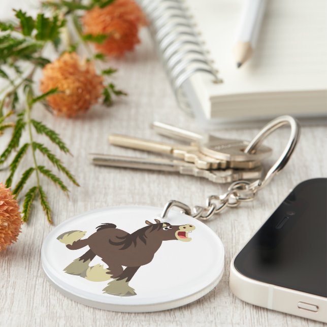 Cartoon Exuberant Cute Porte - clé Cheval Shire (Devant Droit)