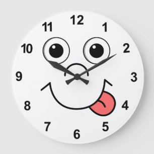 Cartoon face large clock
