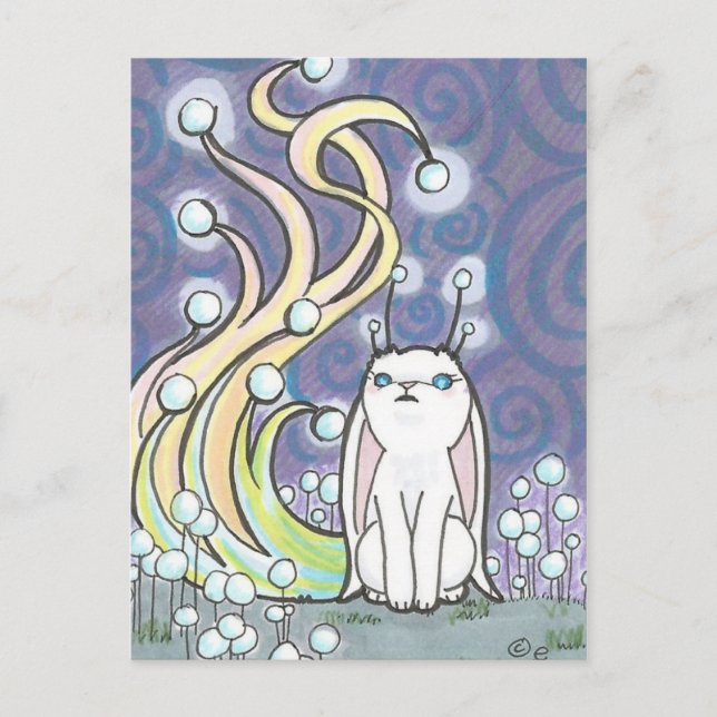 Cartoon Fairy Bunny Rabbit Fantasy Art Postcard (Front)