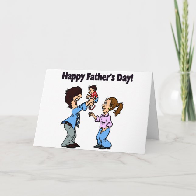 Cartoon Family Happy Father's Day Greeting Card (Front)