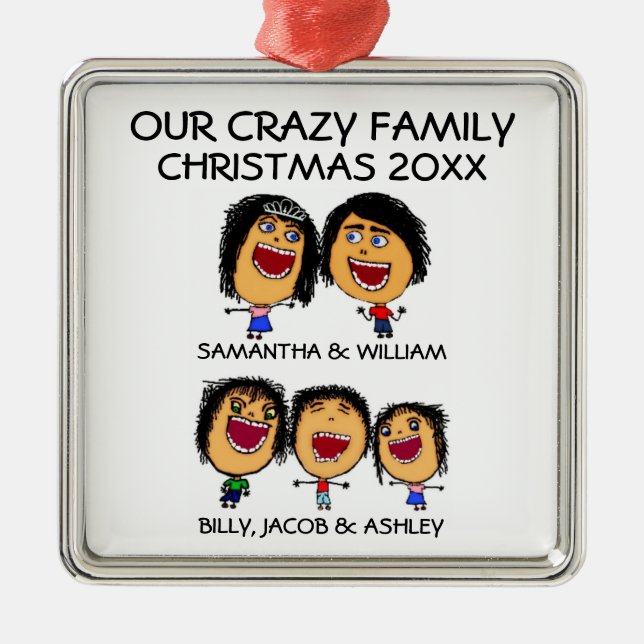 Cartoon Family of Five Ornament (Front)