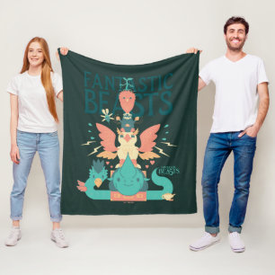 Cartoon Fantastic Beasts Emerge From Suitcase Fleece Blanket
