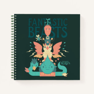 Cartoon Fantastic Beasts Emerge From Suitcase Notebook