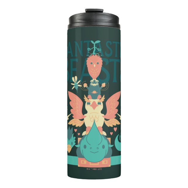 Cartoon Fantastic Beasts Emerge From Suitcase Thermal Tumbler (Front)