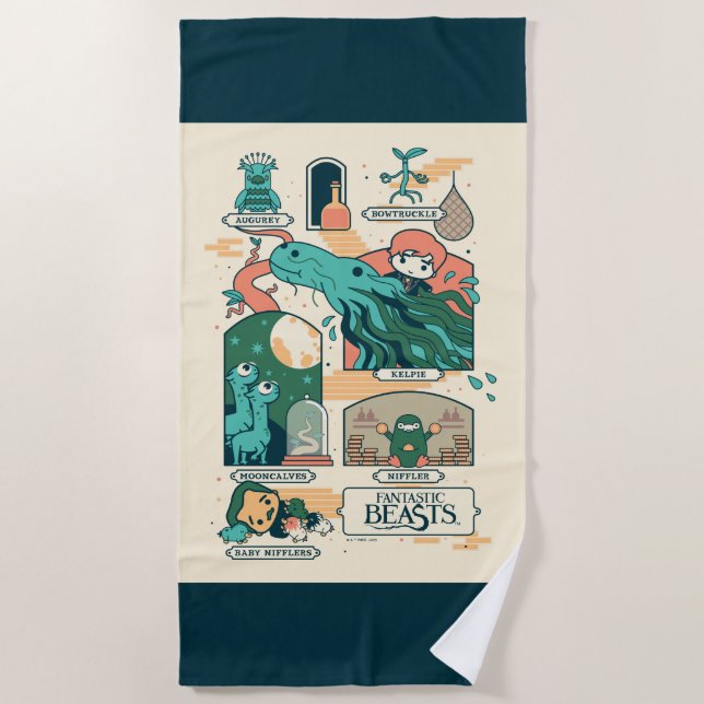 Cartoon Fantastic Beasts Scenes Beach Towel (Front)