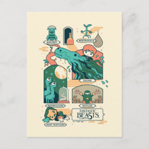 Cartoon Fantastic Beasts Scenes Postcard