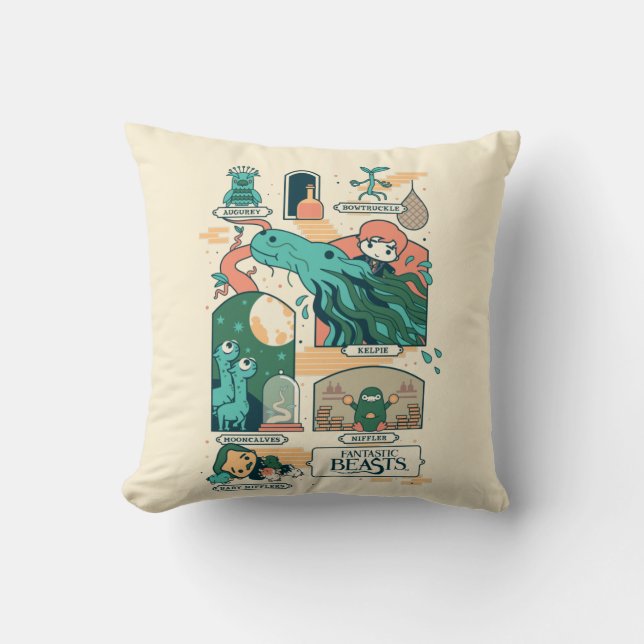 Cartoon Fantastic Beasts Scenes Throw Pillow (Front)