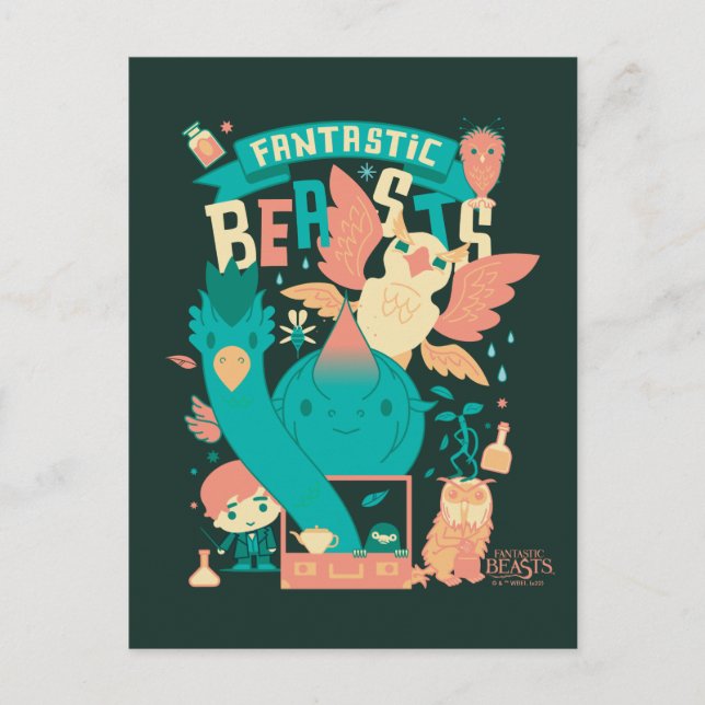 Cartoon Fantastic Beasts With Newt Scamander Postcard (Front)