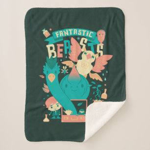 Cartoon Fantastic Beasts With Newt Scamander Sherpa Blanket