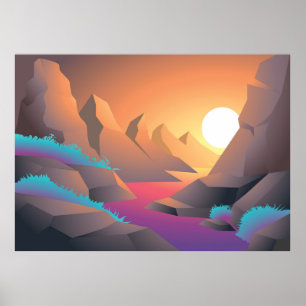 Cartoon fantasy Landscape Poster