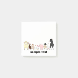 cartoon farm animal group post it post-it notes
