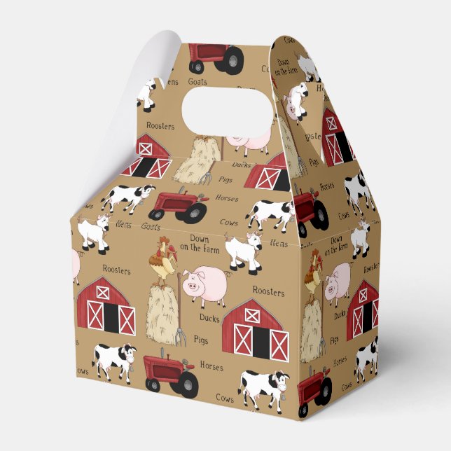 Cartoon Farm pattern Gable favour box (Front Side)