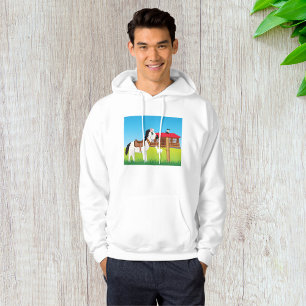 Cartoon Farm Scene with Horse Cat and Goat  Hoodie