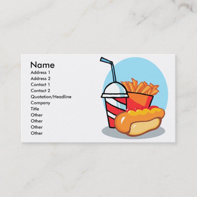 cartoon fast food meal business card (Front)