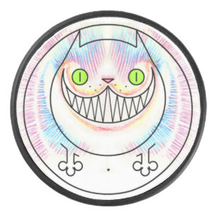 Cartoon Fat Cat Puck with a Cheshire Cat Grin