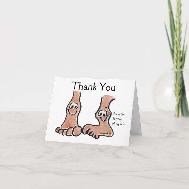 Cartoon Feet Thank You Greeting Card (Front)