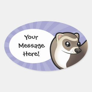 Cartoon Ferret Oval Sticker