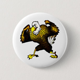 Cartoon Fighting Eagle 2 Inch Round Button